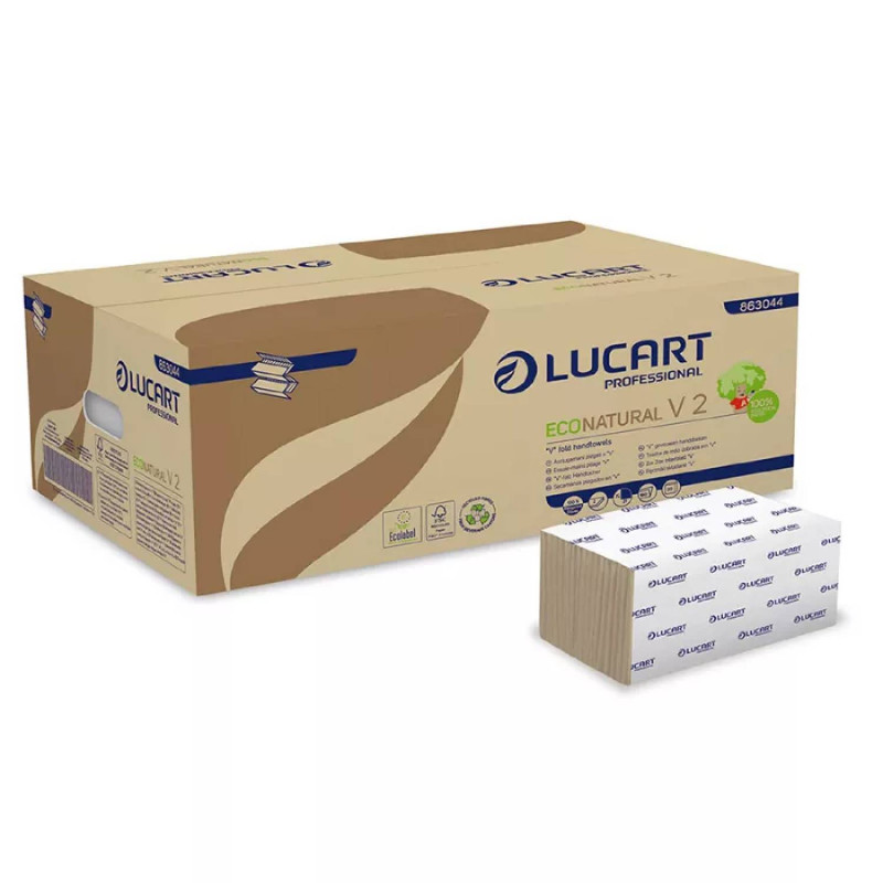 Skladané utierky LUCART ECO NATURAL V fold – 3800 ks