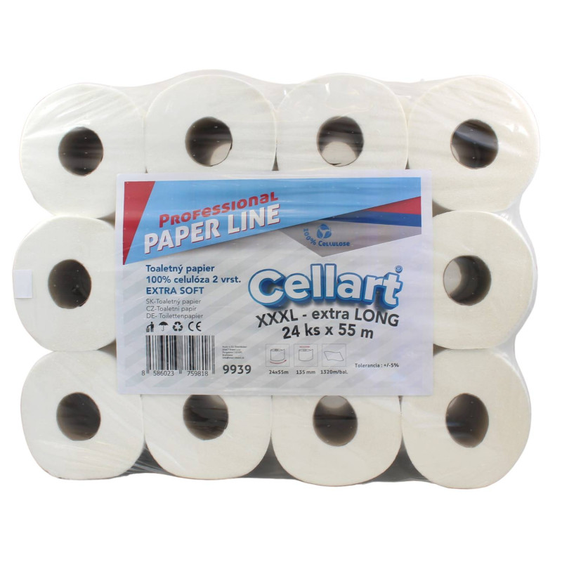 Toaletný papier Cellart XXXL - extra LONG,100% celulóza, 2vrst., 55m – 24ks