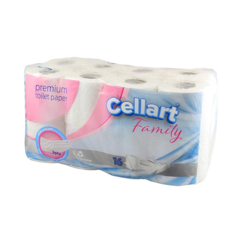 Toaletný papier CELLART FAMILY 3vrst. 100% celulóza 16ks