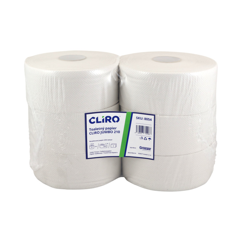 Toaletný papier CLIRO JUMBO Ø 21CM 2vrst.200m 6ks