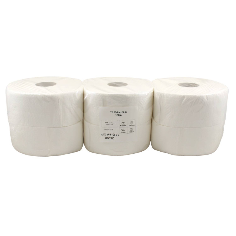 Toaletný papier SOFT JUMBO Ø 23cm, 180m 2vrst. 6ks