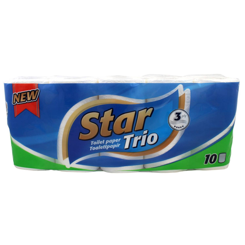 Toaletný papier Star Trio 100% celulóza, 3vrst., 10ks