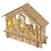 LED vianočný betlehem drevený, 15 cm, 2x AA, vnútorný, teplá biela, časovač