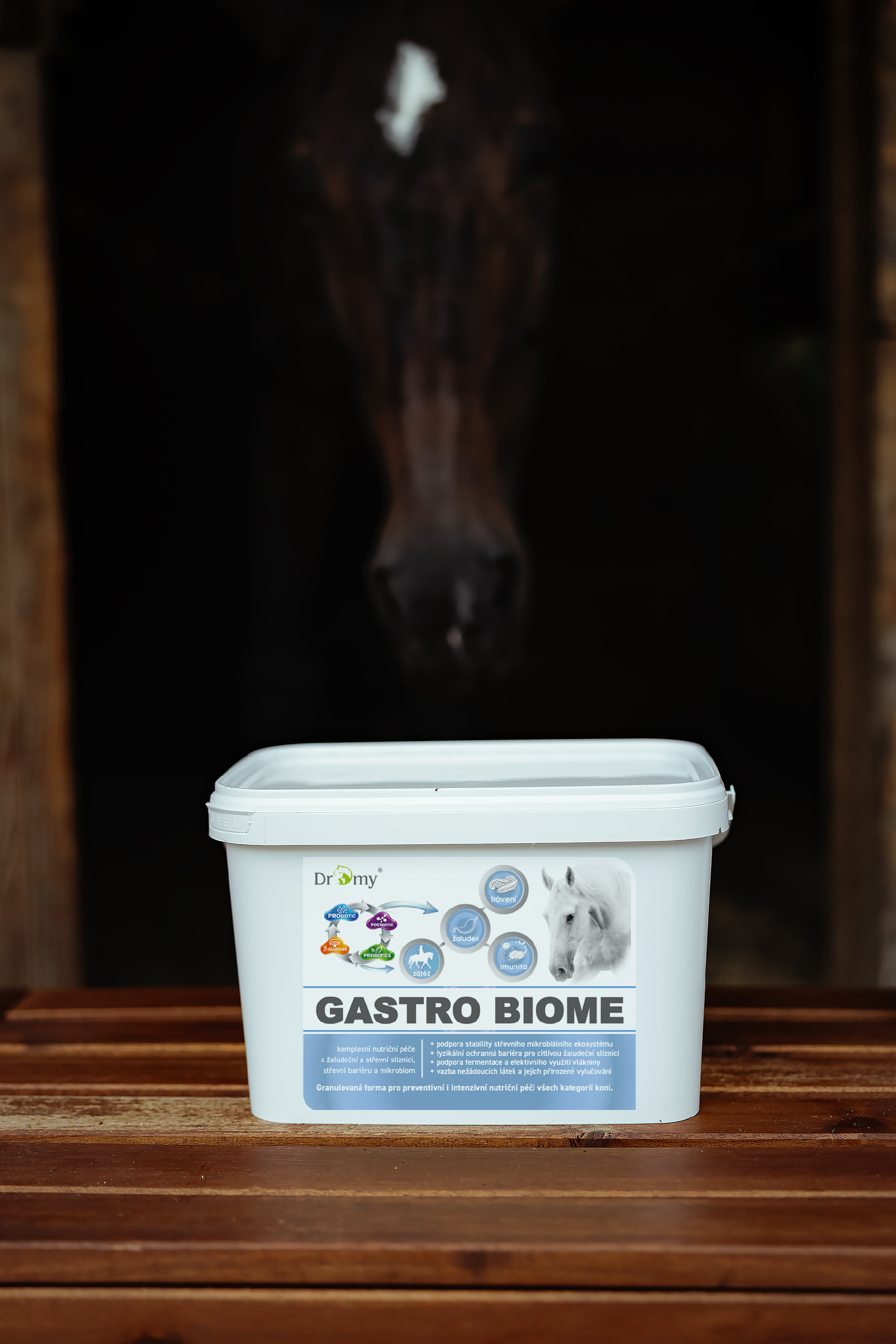 Gastro Biome probiotické doplňkové krmivo pro koně s citlivým trávením.