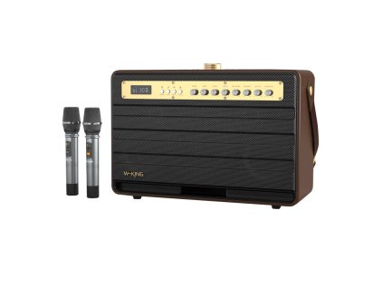 476981 bezdrotovy reproduktor w king k6l 120w 2 mikrofony hnedy