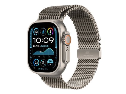 487748 apple watch ultra 2 gps cellular 49mm natural titanium case with natural titanium milanese loop l