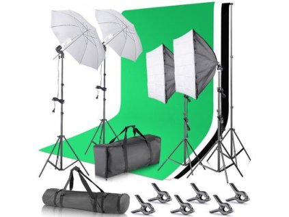 491441 neewer sada 3x muselinove pozadia 2x softbox 4x stativ prislusenstvo