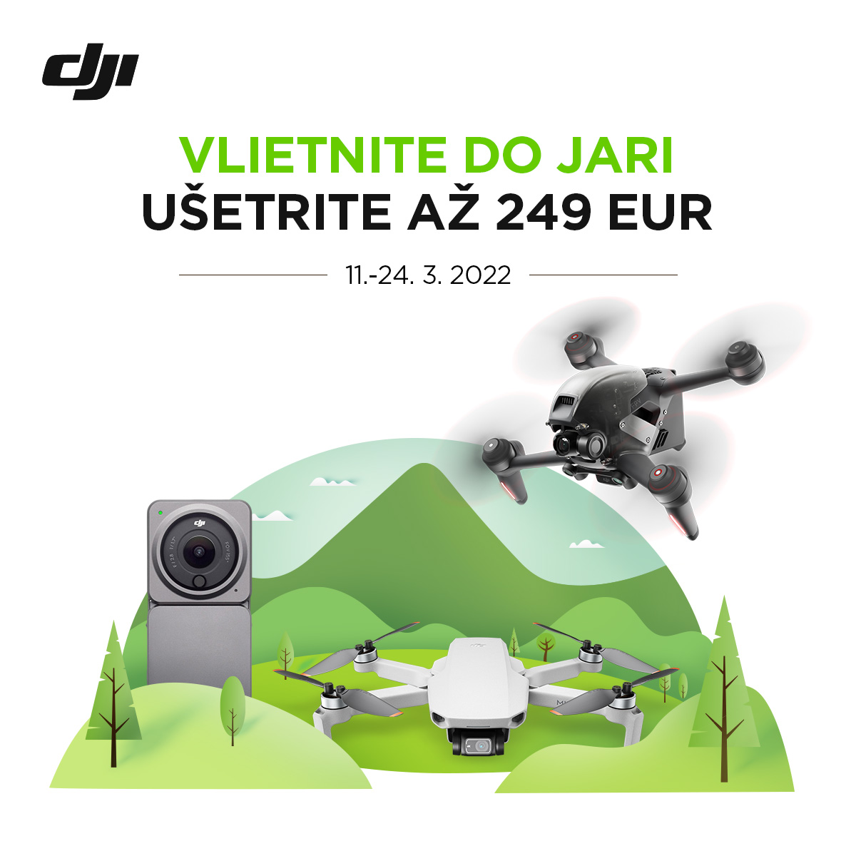 Jarný výpredaj DJI: Zľavy na drony Mini 2, FPV a Action 2