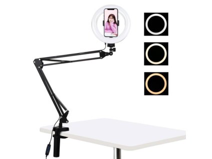 39866 stolny ramenny stojan puluz s 20cm led vlogging ring pkt3089b