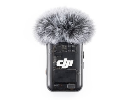 DJI Mic 2发射器(透明黑+防风毛套)正视图