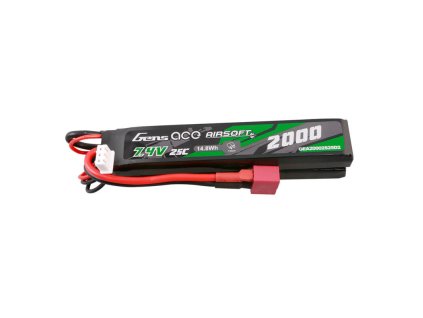 55013 gens ace 25c 2000mah 2s2p 7 4v saddle airsoft gun lipo battery with mini deans t plug
