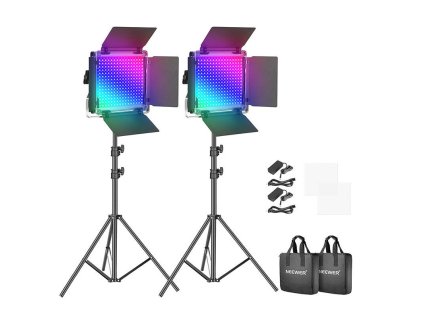 54347 neewer 660 pro rgb led studio set two 50w 3200 5600k lamps tripods gates