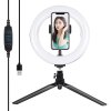 39869 stativovy drziak puluz s 20 cm led kruzkom vlogging pkt3073b