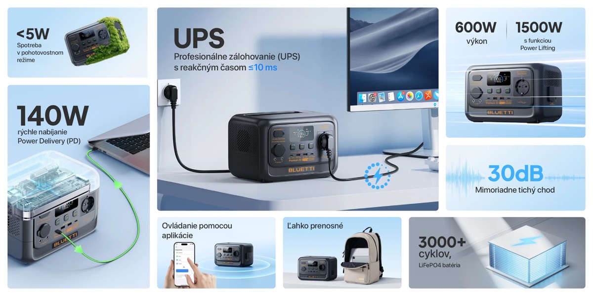 Bluetti Premium 30 V2 prenosná nabíjacia stanica 600 W, 320 Wh