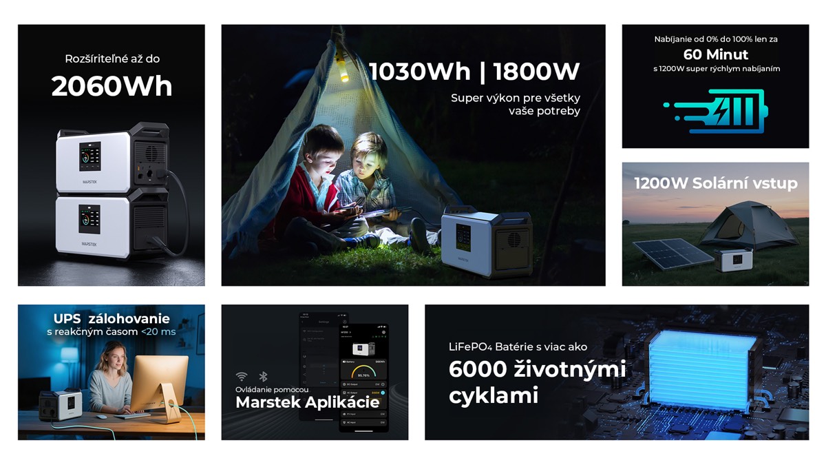 Marstek M1200 prenosná nabíjacia stanica 1800 W, 1030 Wh