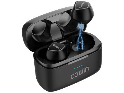 Cowin KY02 bezdrátová sluchátka s dobíjecím boxem, černá