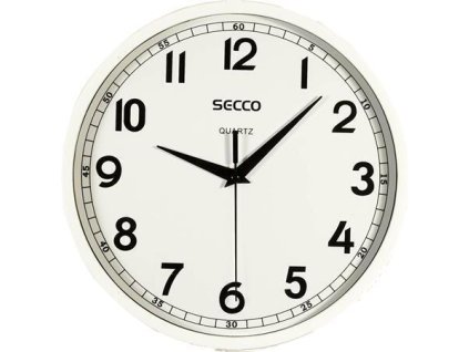 Nástěnné hodiny, bílá, 24,5 cm, černý číselník, SECCO
