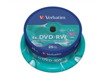 DVD-RW, 4,7GB, 4x, Verbatim, 25-cake