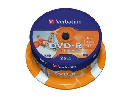 DVD-R 4,7GB, 16x, Printable, Verbatim, 25-cake