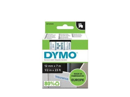 Label, 12 mm x 7 m, DYMO "D1", white-blue