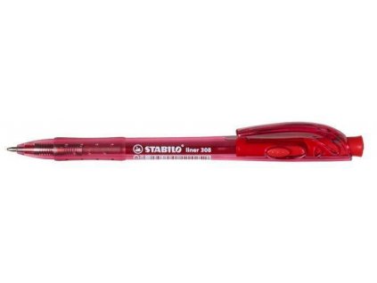 Kuličkové pero "Liner 308", červená, 0,3mm, stiskací mechanismus, STABILO