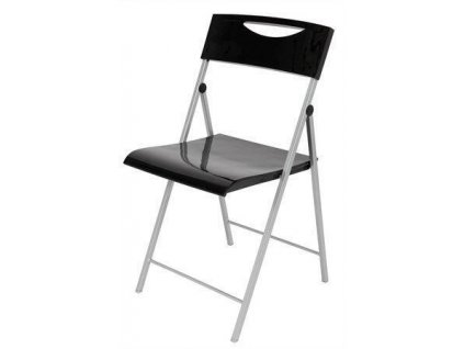 Skládací židle, kov a plast, ALBA “Smile”, černá