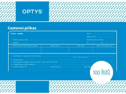 Cestovní příkaz A5, 100 listů
