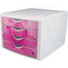 Zásuvkový box "Chameleon", růžová, plastový, 4 zásuvky, HELIT