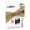 Paměťová karta "Elite Gold", microSDXC, 64GB, UHS-I/U1, 85/20 MB/s, adaptér, EMTEC ECMSDM64GXC10GP