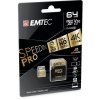 Paměťová karta "SpeedIN", microSDXC, 64GB, UHS-I/U3/V30/A2, 100/95 MB/s, adaptér, EMTEC ECMSDM64GXC1
