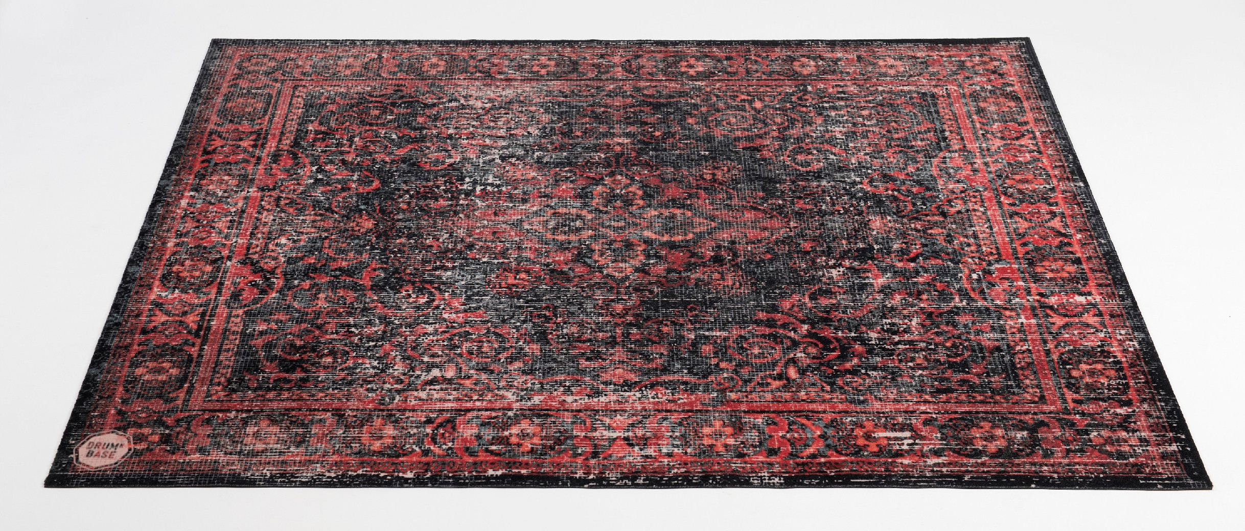 DRUMnBASE Vintage Persian Drum Stage Mat 164 x 142 cm Black Red