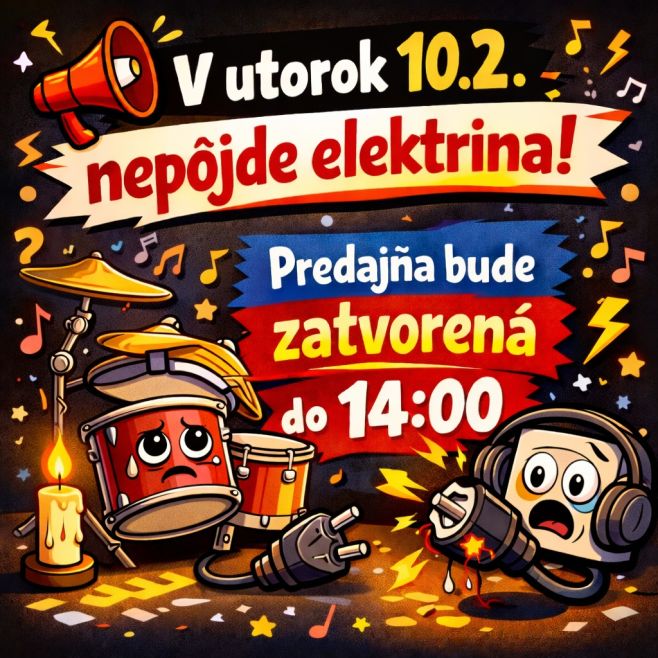 Milí zákazníci, zajtra budeme bez elektriny 🔌⚡ Z tohto dôvodu bude predajňa otvorená až po 14:00. Ďakujeme za pochopenie 💛...