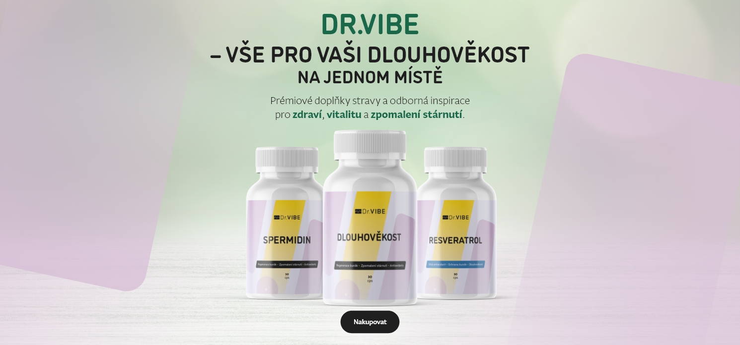 Dr.VIBE – víc než doplňky stravy. Komplexní přístup k dlouhověkosti (longevity) s důrazem na kvalitu, poradenství a prémiové produkty pro zdravý životní styl na jednom místě.