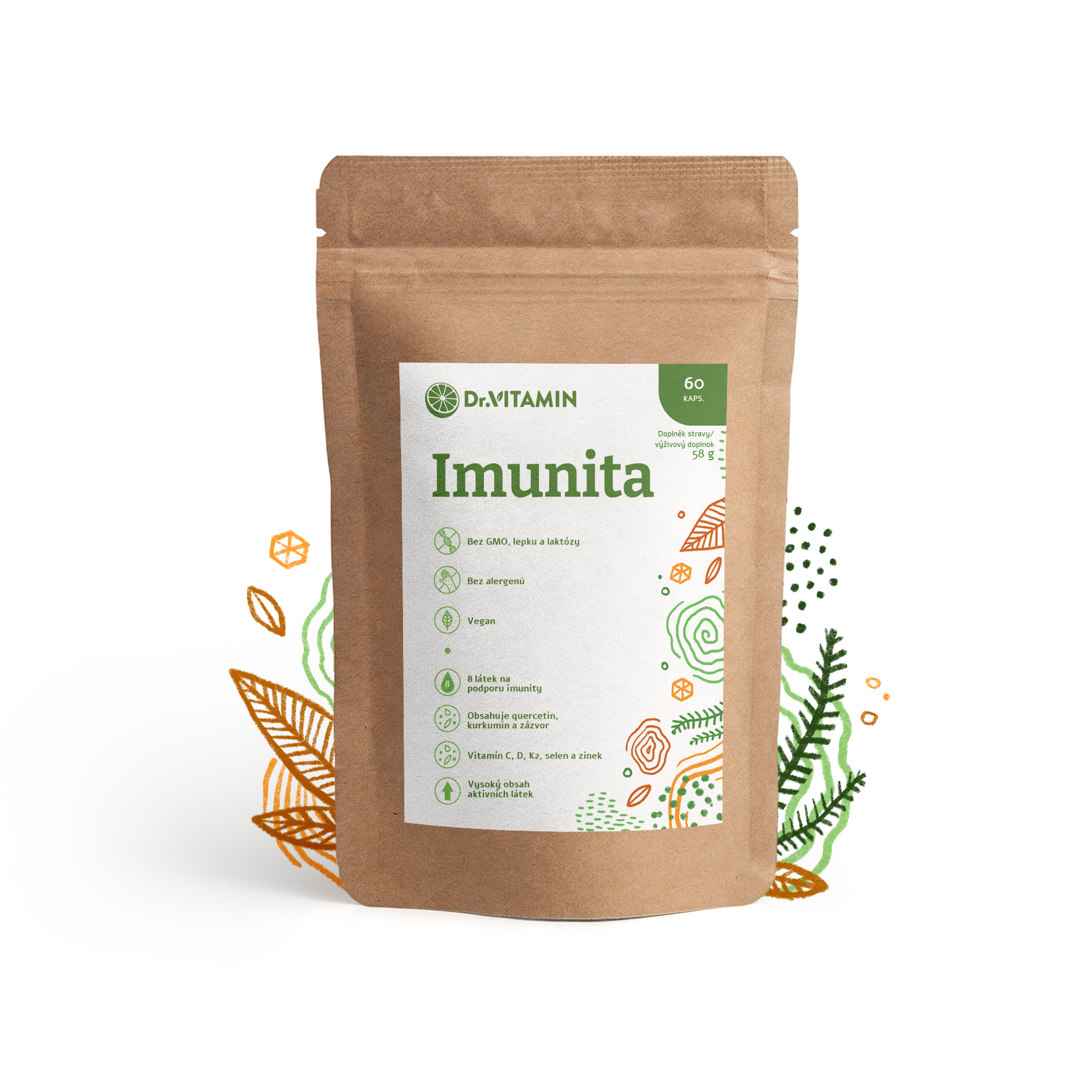 Imunita (quercetin, kurkumín, zázvor, vit C, D3, K2, selen, zinek) - 60 kaps.