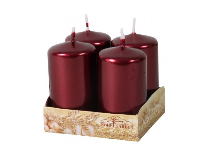 56126 svicka adventni metalicka leskla 4x8cm bordo 4ks