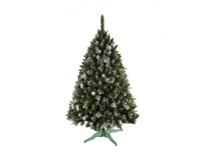 Stromek BOROVICE vánoční umělý+šišky a stříbrné konce 160cm