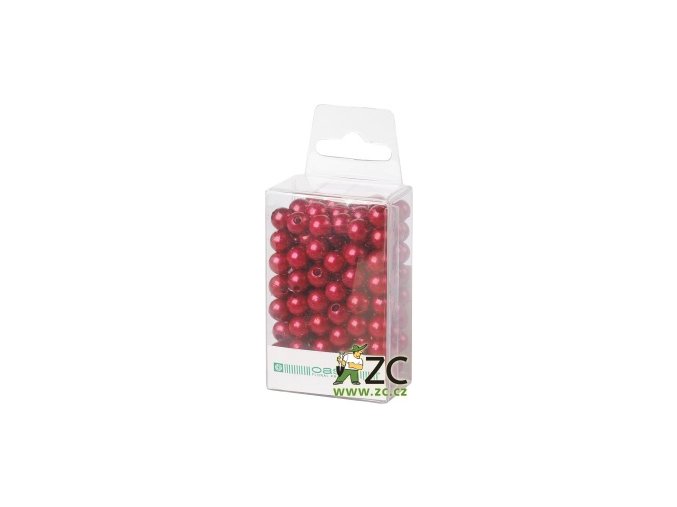 Dekorační perly 8mm (144ks) - tmavě červené