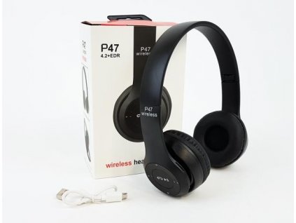 Bluetooth sluchátka P47 čer a box