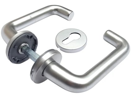 Klika 533 - venkovní hliníková klika, hliníkové rozety na zámek, vhodná pro instalaci do interiérů i exteriérů