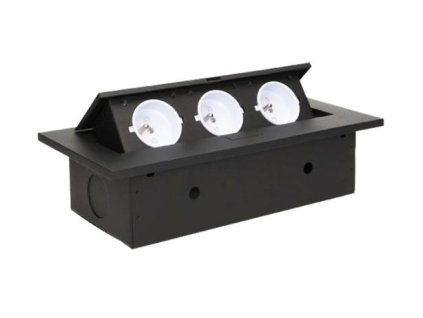 AE 1335, vestavný, výklopný zásuvkový modul - 3x zásuvka 230V, barva černá a stříbrná (Barva Stříbrná)