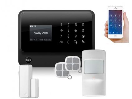 GSM alarm G90B Wifi, chytrý bezdrátový a drátový domovní GSM alarm s klávesnicí (Barva Černá)