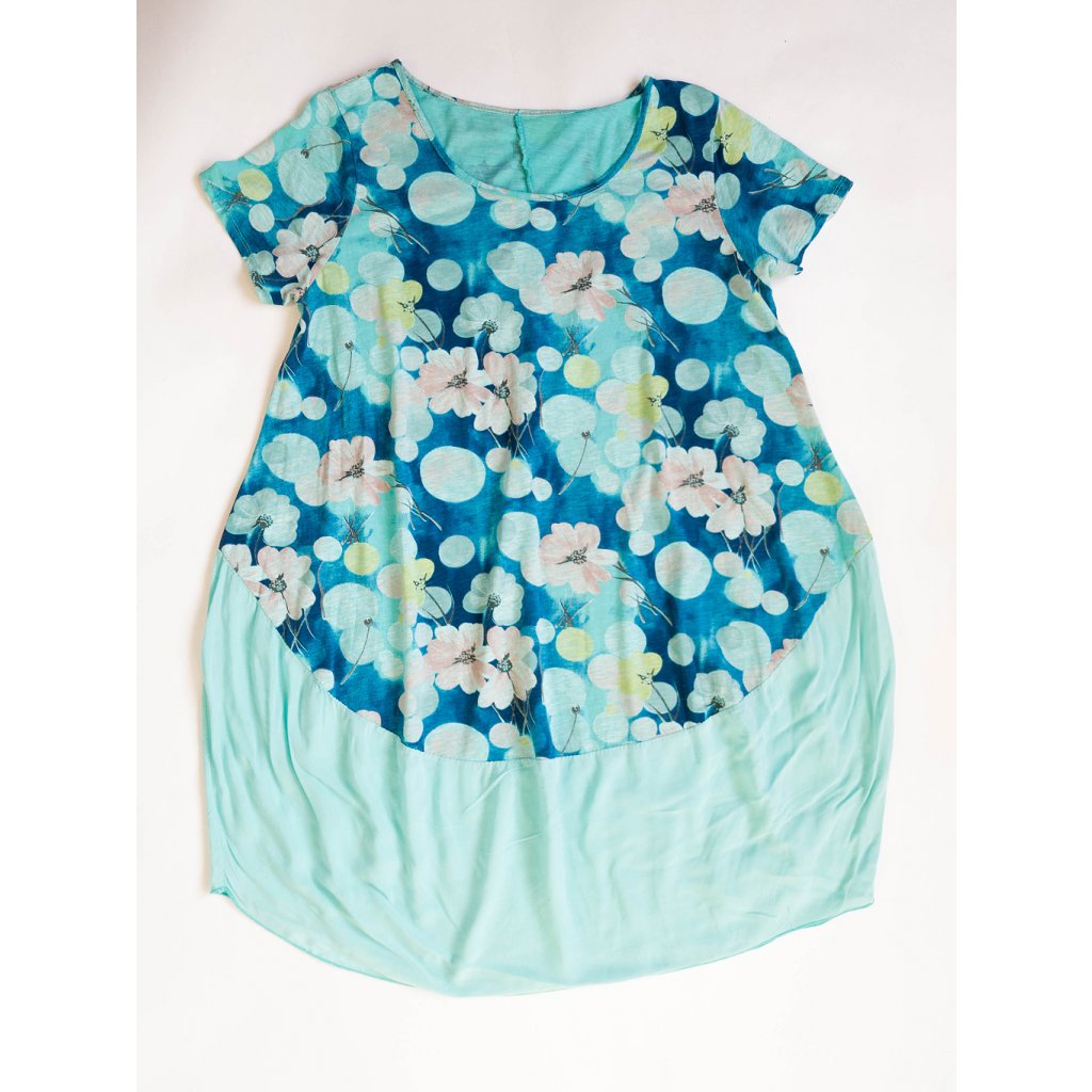 Dámské letní šaty s květy tyrkysové