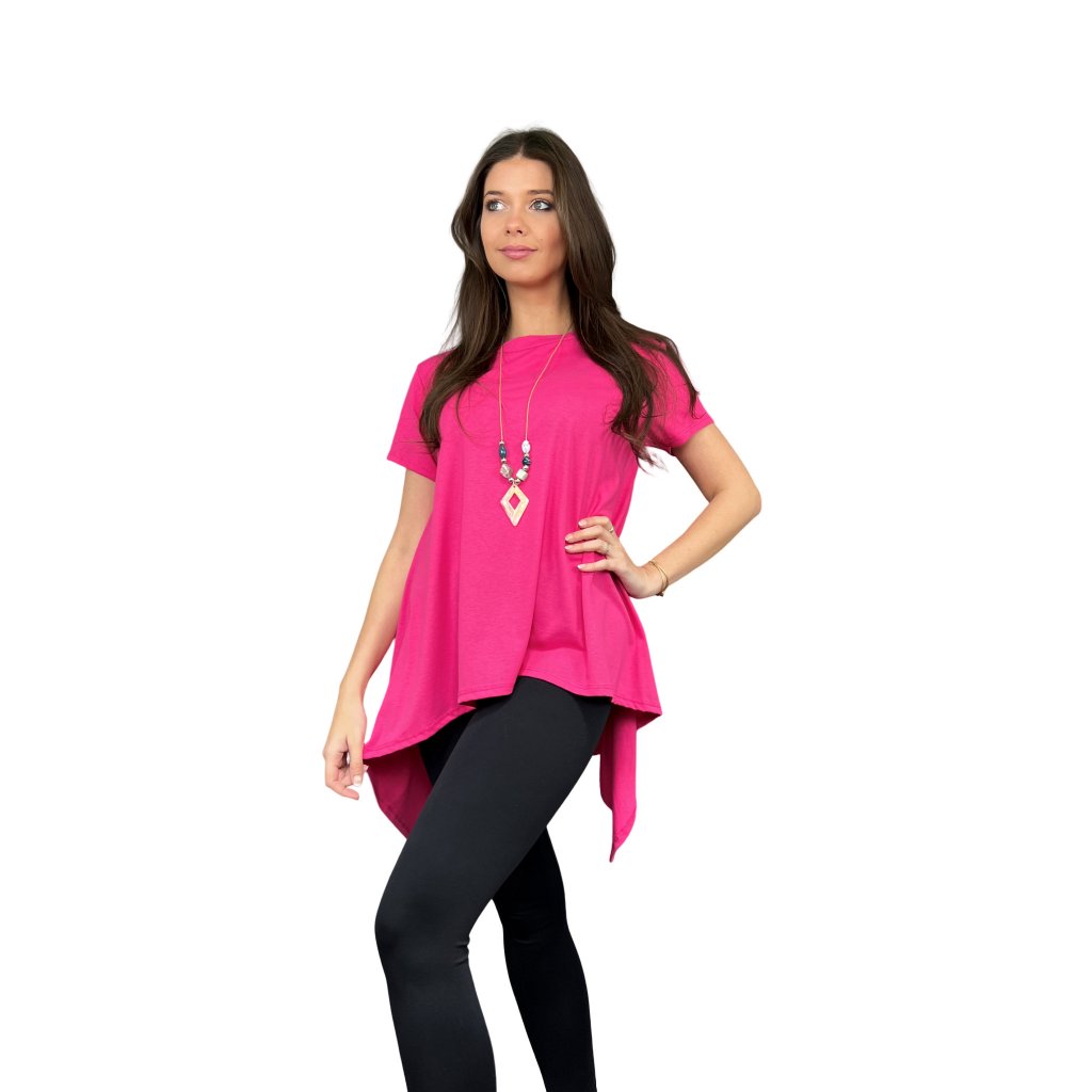 Dámské stylové jednobarevné tričko růžové (1)