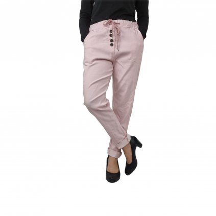 Dámské moderní kalhoty s knoflíky statorůžové (1)