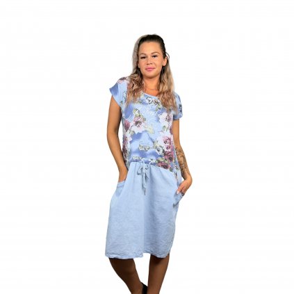 Dámské stylové šaty FLORAL světle modrá (1)