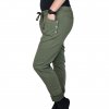 Dámské kalhoty s knoflíky - khaki bok