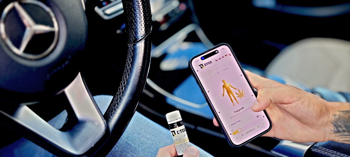 THC kalkulačka DTOX v telefonu, Spray u volantu