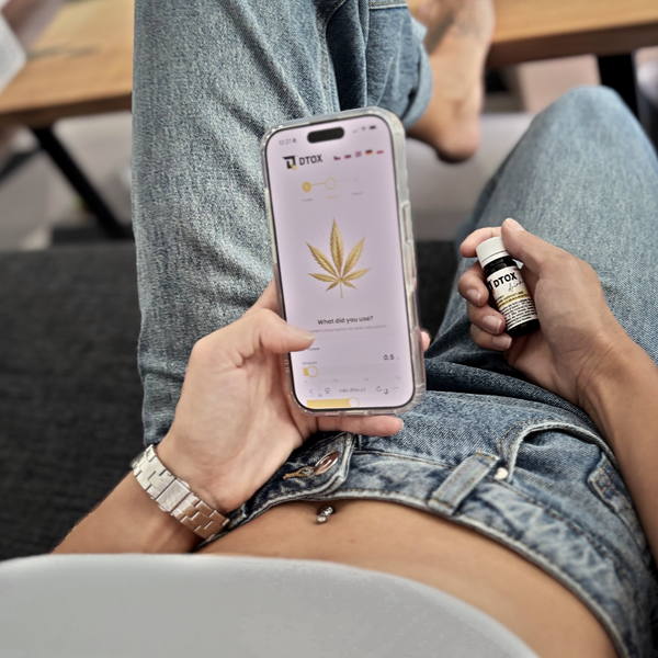 THC kalkulačka DTOX otevřená v telefonu