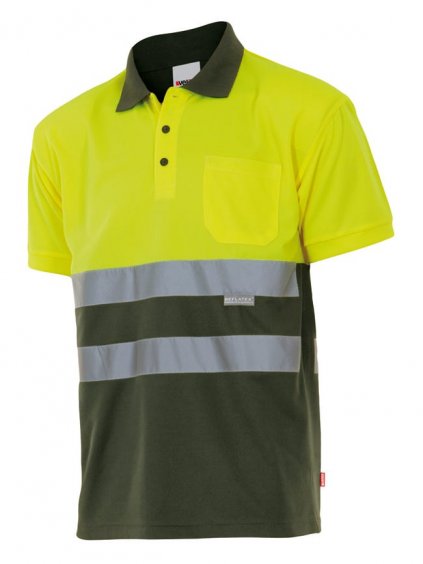 Reflexné TWO-TONE polo khaki+sivá