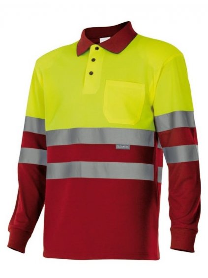 HV TWO-TONE polo dlhý rukáv červená+zelená